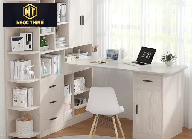 Bàn làm việc tại nhà kèm với giá kệ để sách chất lượng